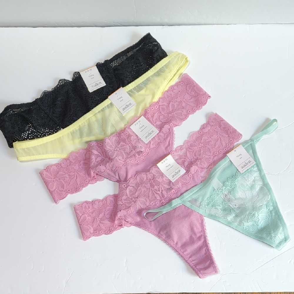 5 Pairs Women's Lace Thong Underwear - Auden™ Medium . NWT